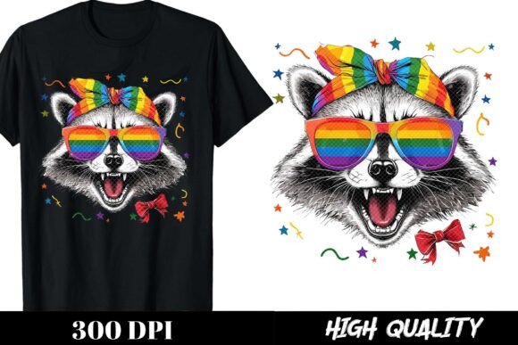 Celebrate Pride with Wild Style: The Raccoon Rainbow Glasses PNG