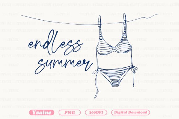 Endless Summer Bikini PNG: A Doodle Graphic for Year-Round Sun