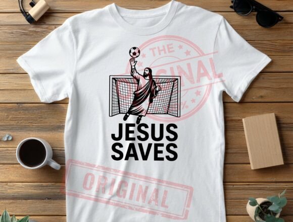 Faith on the Field: The Jesus Saves Soccer Goal PNG