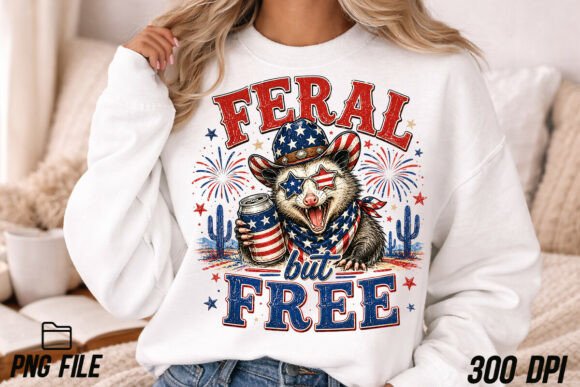 Feral But Free: A Funny 4th of July PNG for Creative Projects