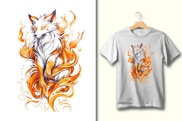 Ignite Your Designs with the Fox Fire Spirit PNG