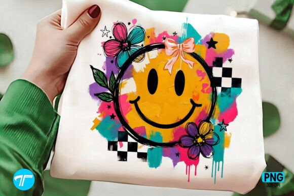 Smily Face Png, Hand Painted Floral Png: Your Cheerful Design Asset