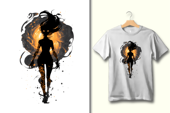 Unleash Visual Power: Silhouette with Glowing Energy & Tattoos